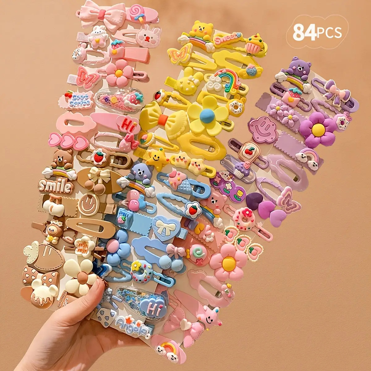 84 Hair Clips Colorful Cute Back Of Head Hair Additions