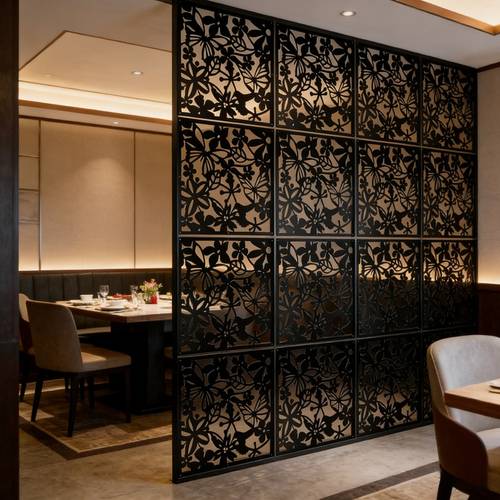 mehrteiliger retro-paravent mit kunststoffpaneelen & durchbrochenen blumenschnitzpaneelen – für schlafzimmer, hotel, bar-paravent, platzsparendes dekoratives trennwandmöbel, kein holz