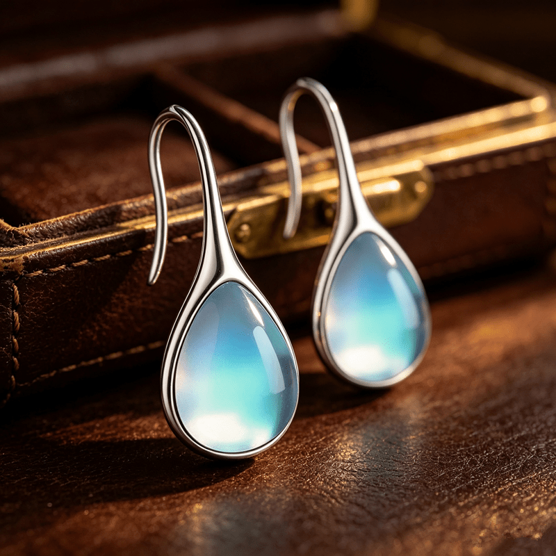 TEMU 1 Pair Teardrop Hook Earrings For Women, Cool Blue Dangle Ear Hooks, Minimalist Drop Earrings, Versatile Daily Wear High-end Aesthetic Jewelry
