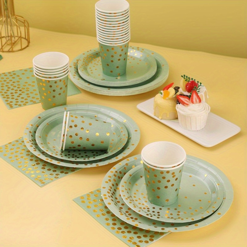 60pcs sage green plates napkins cups party supplies set sage