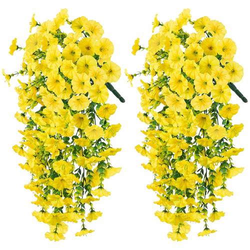 2pcs hanging artificial flowers for outdoors flowers for front porch garden wedding uv resistant flowers vines summer indoor outdoor decor artificial hanging flowers set of 2 colorful eucalyptus simulation floral