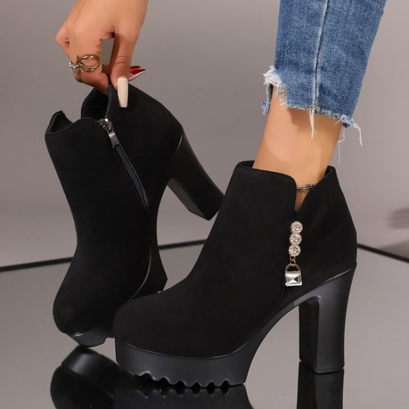 Women's Uniform Dress Shoes Fashion * Super High Heel Pointed Toe Women's  Ankle Boots Chunky Heel Side Zipper Autumn Winter -Lined Fashion Boots,  Women Shoes