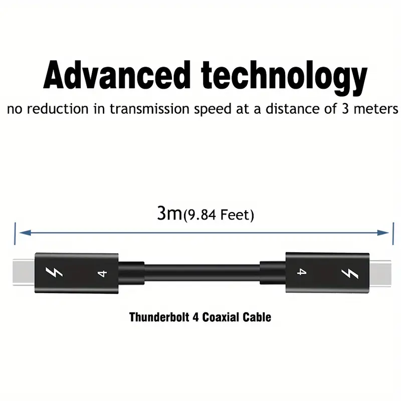 cabo coaxial , thunderbolt 4, tipo c para tipo c, 40 , pd, , carregamento rápido, , 6 pcie masculino para masculino, para , iphone, ipad, detalhes 3