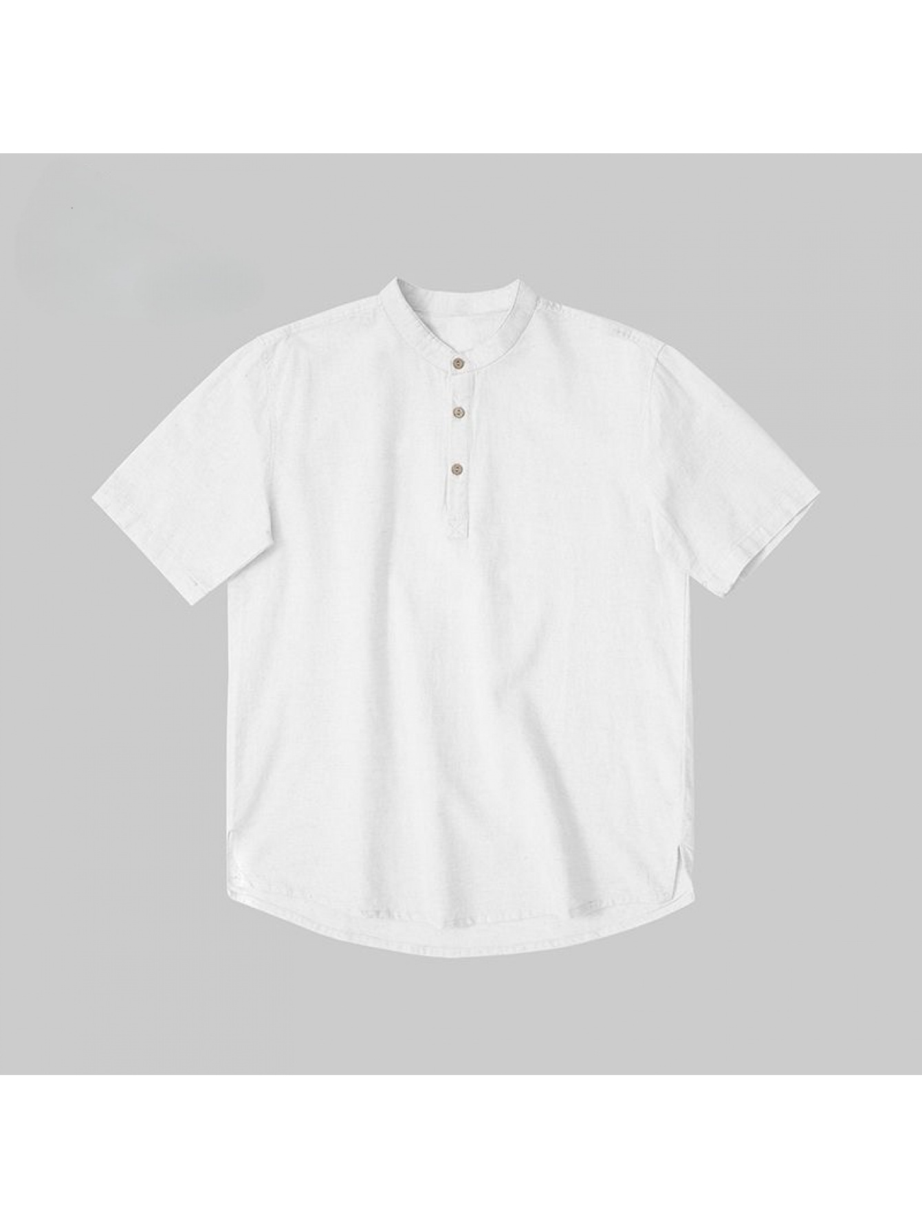 2026年夏 軽量 メンズ リネン カジュアル スタンドカラー 半袖シャツ 通気性 リネンtシャツ ルーズ   サマートップス 半袖プルオーバーリネンシャツ 軽量 カジュアル デイリー 半袖シャツ