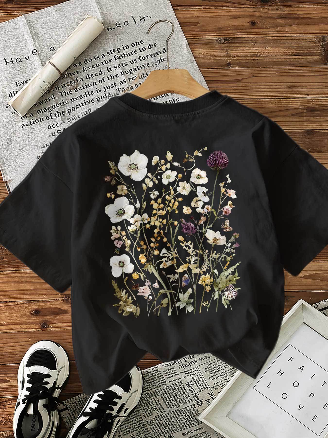 maglietta donna fiori selvatici in Temu Italy