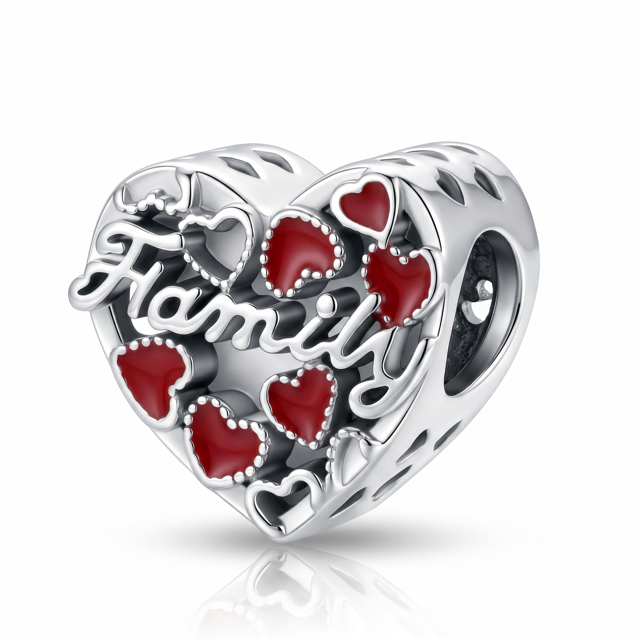 TEMU Cuentas de Familiar S925 Plateado para Plata, Decoradas con Mini Corazones de Esmalte . Fabricadas para Pulseras, Brazaletes y Collares, Es un