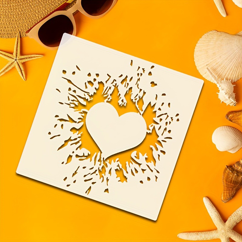 Image of 1pc Large Heart Splash Stencil - 8inch - Suitable For Crafts - Reusable Art Stencils For Card Making - Wood Wall Decor, Fabric Painting, Home Decor - Craft Stencil Kit For