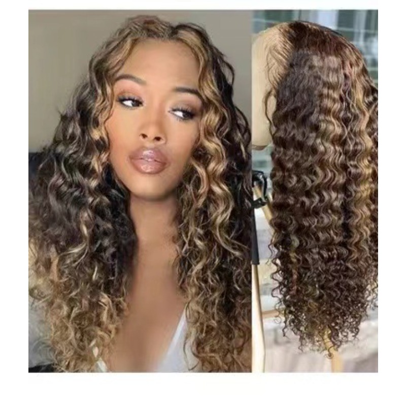 TEMU 14 Inch Long African Small Curly Wig, Wig Women's Long Curly Hair Mid-split Dyed Headgear, Front Lace Wig, Suitable For Daily And Party Use, Beautiful And Elegant