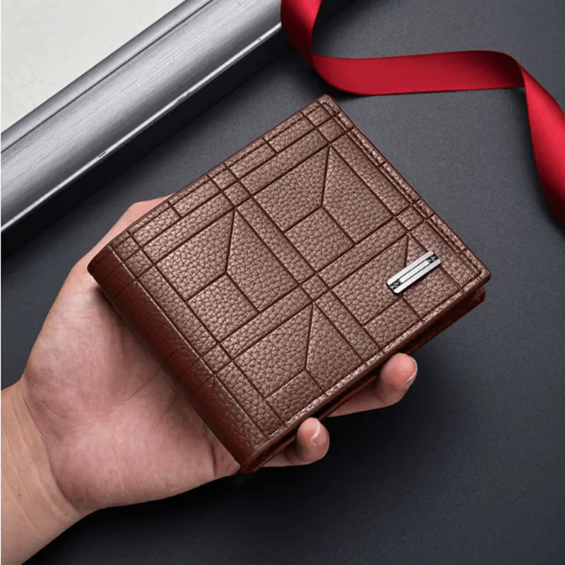 Regalo del Día de San Valentín, cartera cuadrada para hombre, corta y ultradelgada, estilo simple y empresarial, cartera plegable de piel sintética para jóvenes, unisex con múltiples ranuras para tarjetas, marca de moda para maridos y novios, cartera casual personalizada, adecuada para días festivos, regalos del Día del Padre y regalos de cumpleaños.