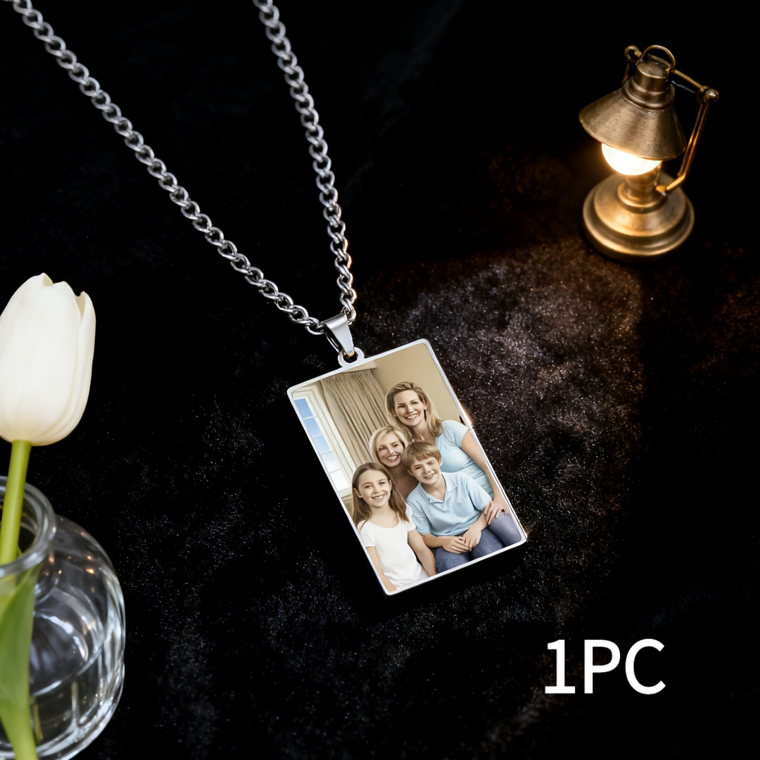 TEMU 1pc/personalized Pendant Necklace - High-end Customization, Suitable For Couples, Pets, Family, - Mother's Day, Father's Day, Nostalgic Souvenir