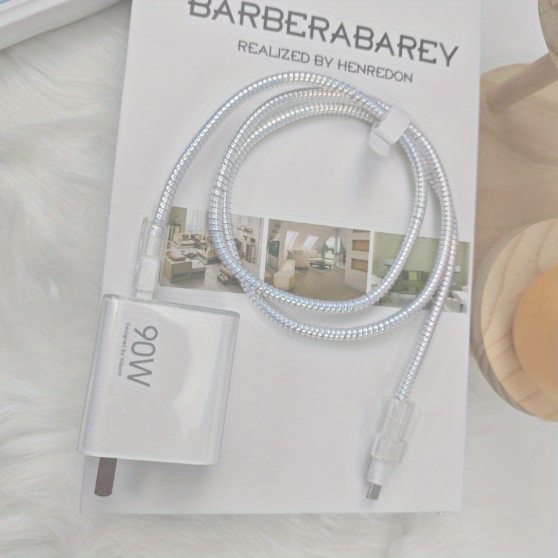 TEMU 5 pezzi/Set Custodia per caricabatterie Xiaomi, Custodia per cavo , Adatta per caricatore da 90/67W, Custodia anti-rottura per avvolgimento cavo