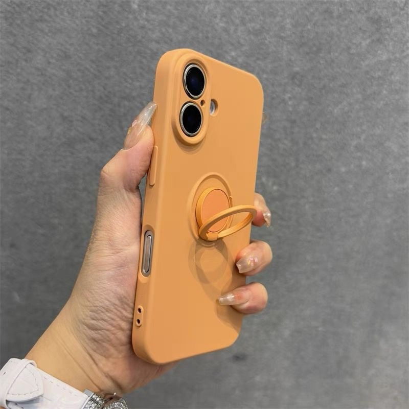 Liquid Silicone Suitable for 16 Phone Cases, Compatible with for iphone 15 Pro Max Ring Stand, Designed for Women, Full Protection Soft Case for 14 Plus, Shockproof for 13, High-end Texture for 12 Minimalist Style, Solid Color Protective Cover