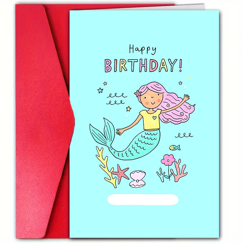 TEMU 1pc "happy Birthday, " Cute Colorful Card With Envelope (4.72 X 7.09 Inches) - Ideal For Family, , And , High-quality Paper, Suitable For All