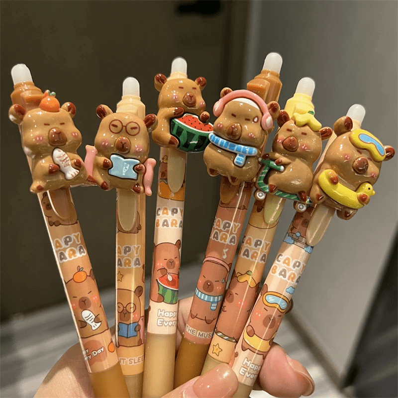 Penne Gel Cancellabili Capybara - 6 Penne 0.5mm Con Design Divertente