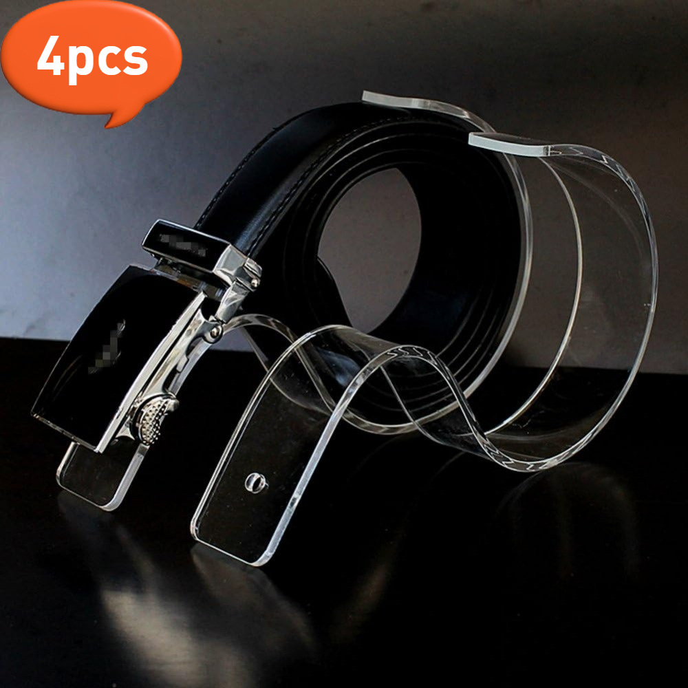 Image of 4-pack Clear Acrylic Belt Display Stands Rack Holder Closet Organizer Space Saver Case For Men And Women Belt, Store Display Or Home Use