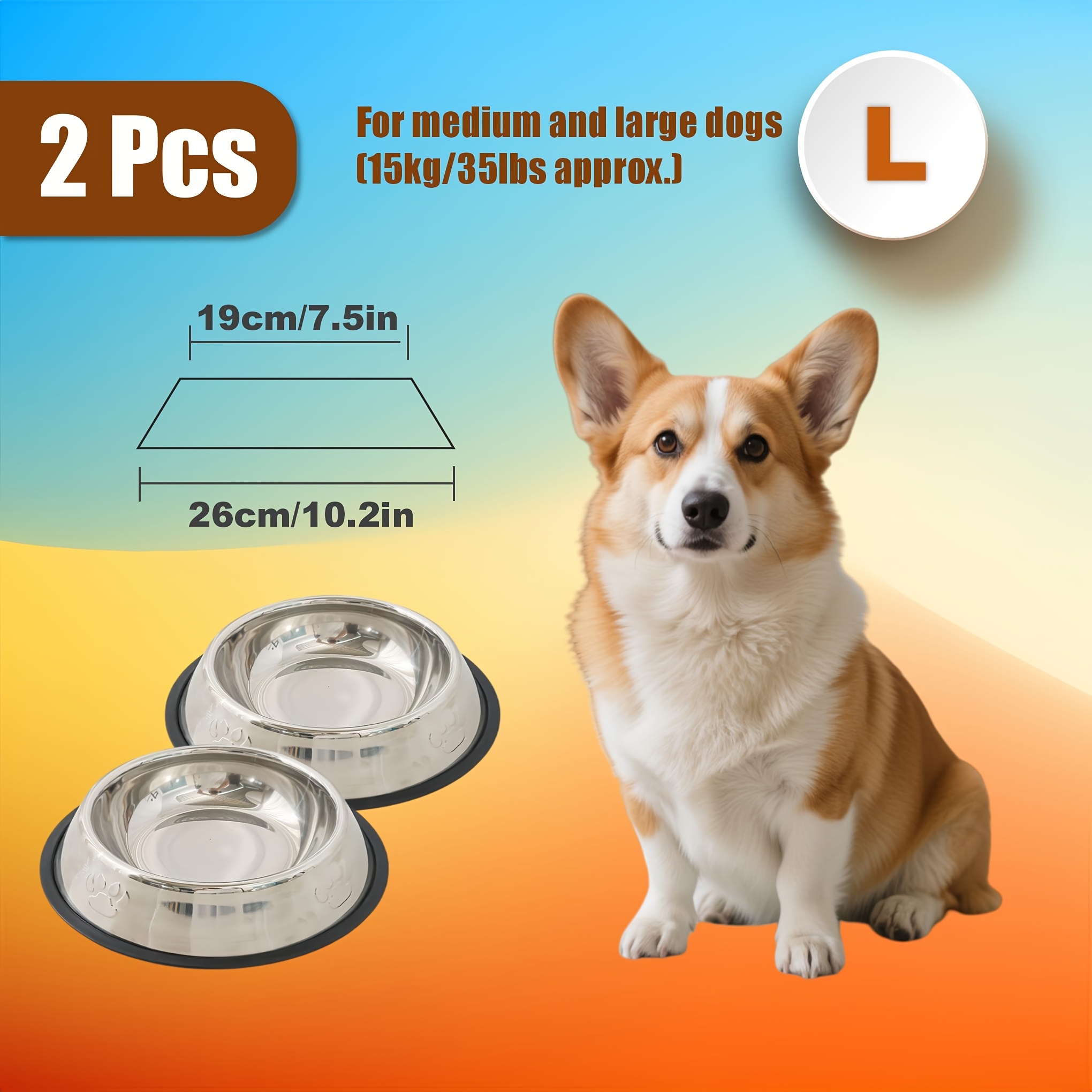 E-shop 2 Stück Edelstahl Haustiernäpfe, Rutschfest, Leicht zu Reinigen, Premium Edelstahl Futter- Wassernäpfe für Hunde Katzen – Hundenapf, Katzennapf,