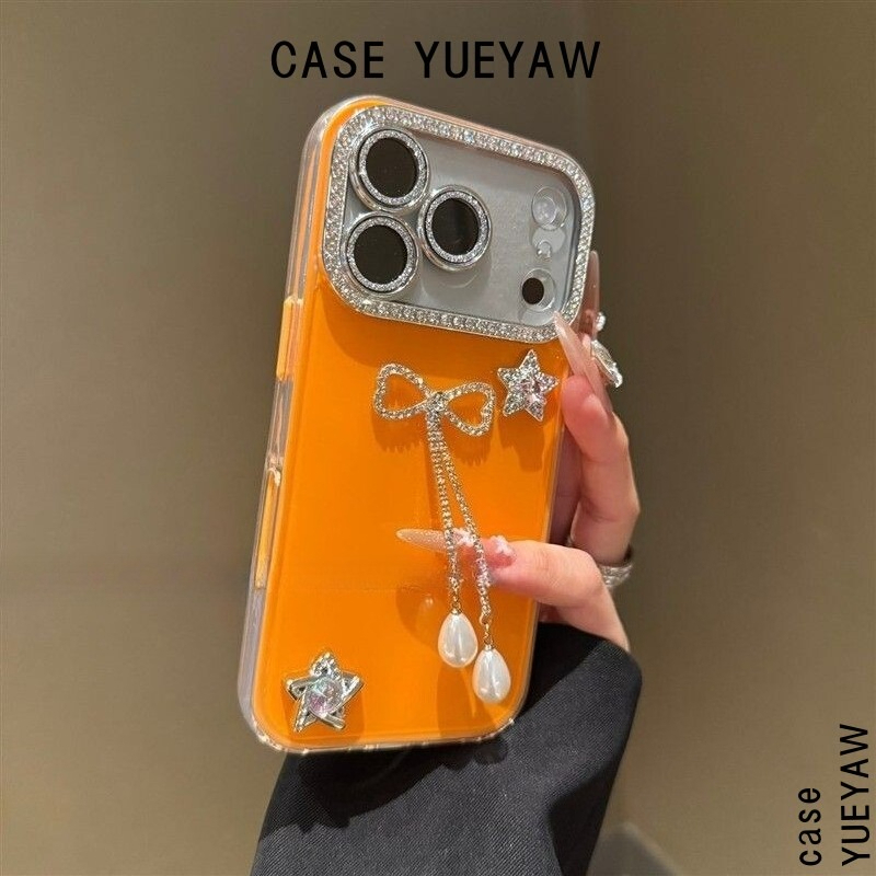 TEMU Phone Case - Glittering Rhinestone Bow Phone Cover For Iphone 17 Pro Max, Innovative Design For Iphone 16, Elegant Luxury For Iphone 15, New For