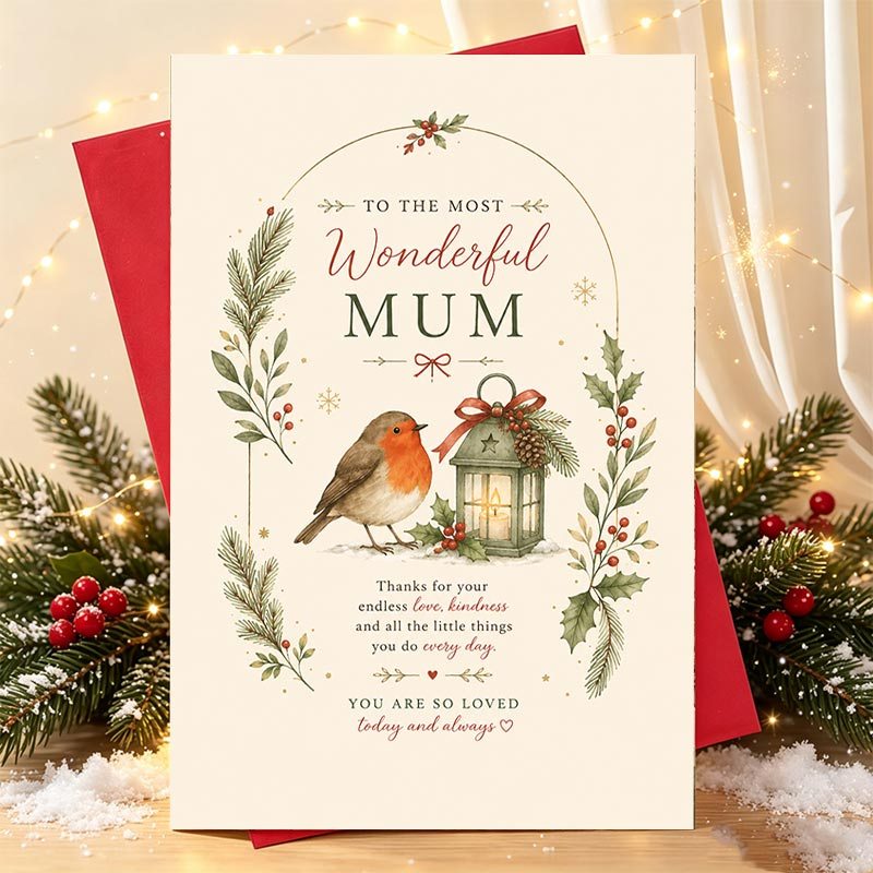 TEMU 1set Christmas Greeting Cardbeautiful Christmas - Themed Greeting Card For Mum: Love And Thanks On Festive Occasions