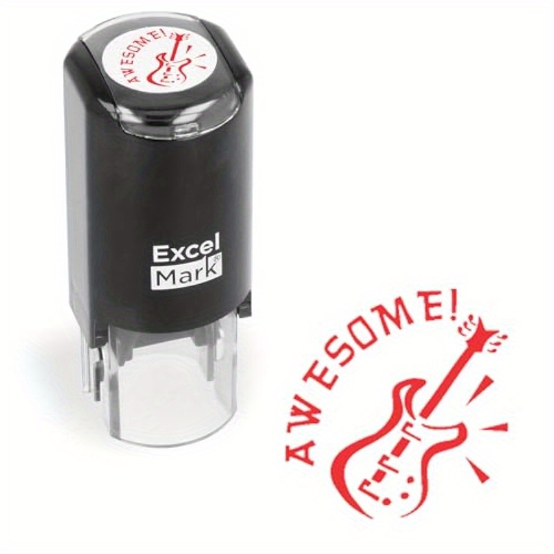 Round Teacher Stamp - "SPOT ON!" Self-Inking Stamp With Red Ink, 5/8" Impression, Clear Base - View #5