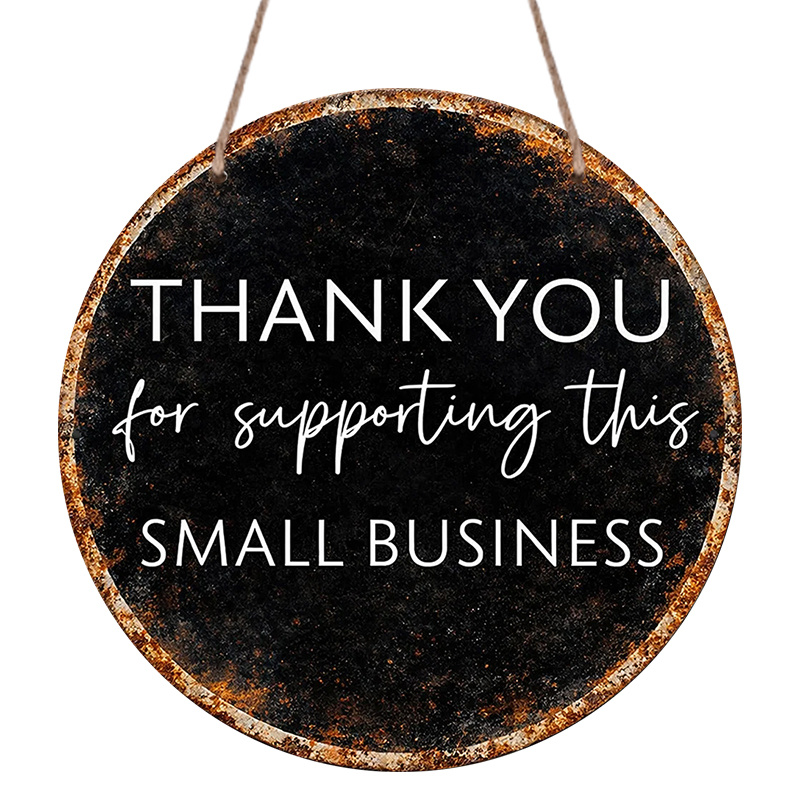 TEMU 2d Flat - [vintage Aluminum Sign] 2d Flat, 1pc Vintage Round 'thank You For Supporting This Small Business' Sign - Frameless Wall Hanging