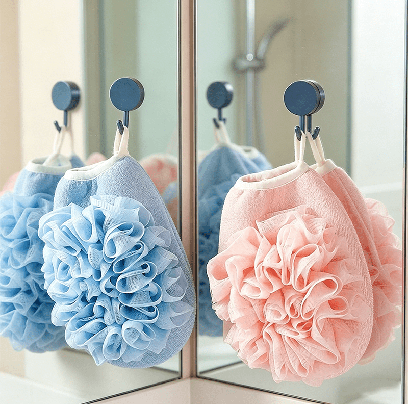 2pcs Soft Scrub Shower Glove and Hook Set for Bathing
