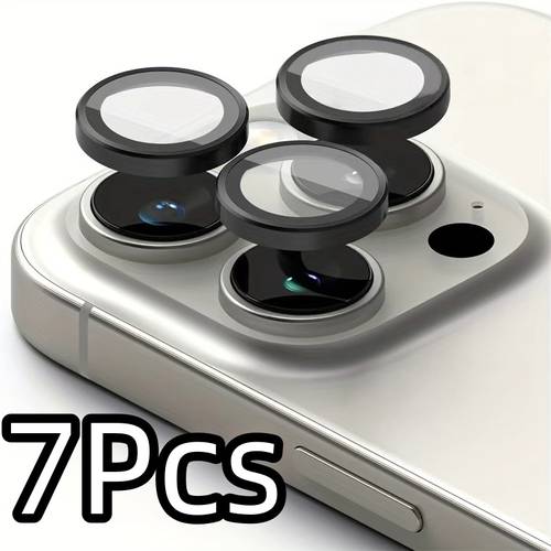 7 pack camera lens protector film 9h hardness tempered glass anti scratch anti glare shiny lens protector film for iphone 17 16 15 14 13 12 11 pro 17 air 16e mini
