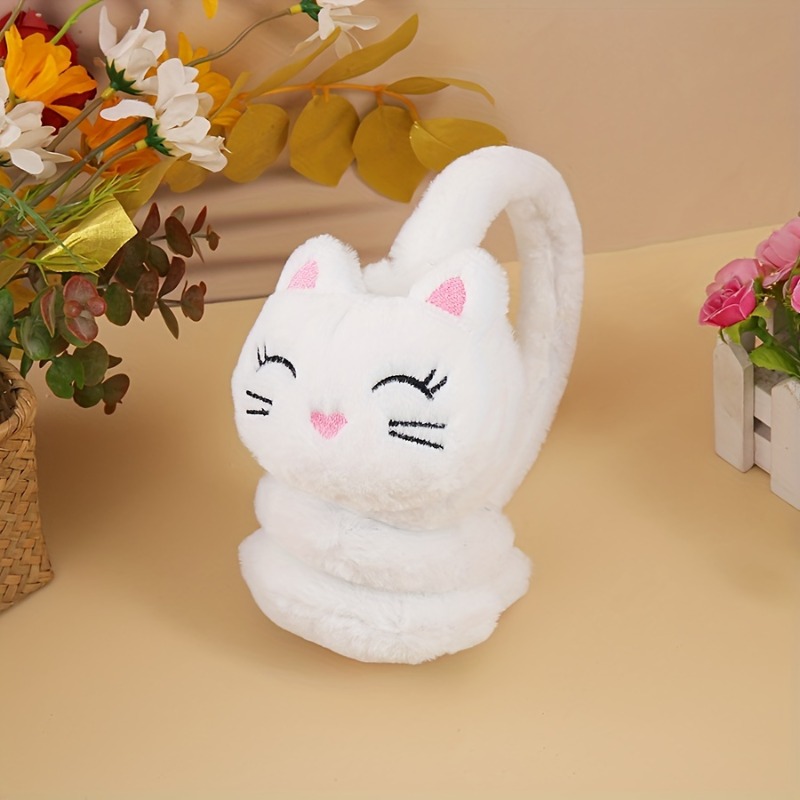 Soft Plush Kitten Ear Warmers - Pink Gray - Hand Wash - Winter Accessory