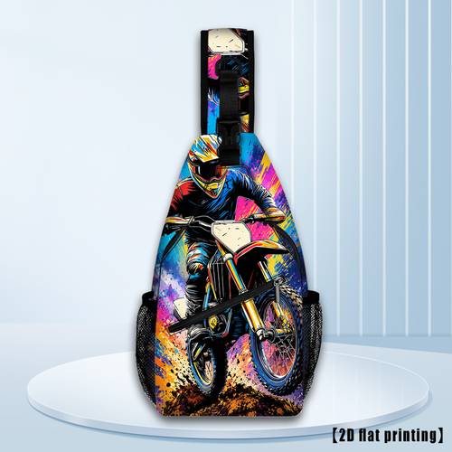 Motocross Racer, Borsttas, Multifunctionele Bedrukte Schoudertas, Lichtgewicht Crossbodytas, Schoudertas voor . Geschikt voor: Kamperen, Informele Bijeenkomsten, Feestjes. Unisex, Verstelbare Schouderband, Ritssluiting.
