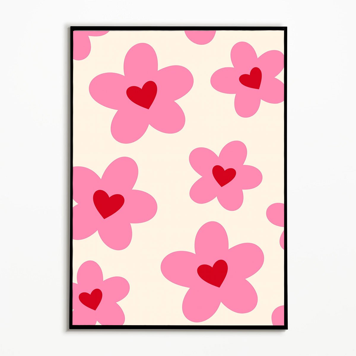 E-shop 2D-Flachdruck-Kunstposter mit rosa Blumen, niedlicher Stil, Wanddekoration, ungerahmter Leinwanddruck, Heimdekoration, hängende Bilder,