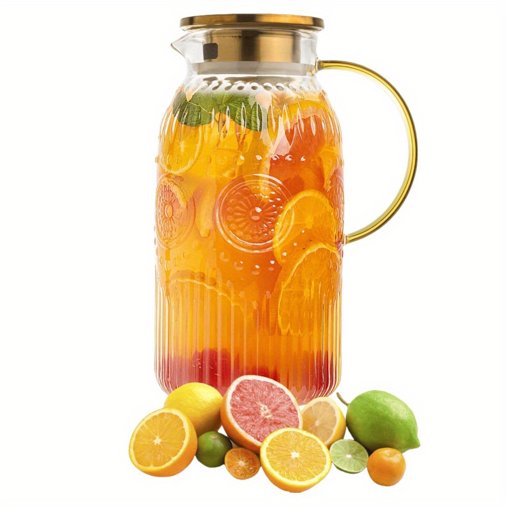 E-shop Bandesun 1/2 Stück Glas Kannen mit Deckel, 68Oz/2 Liter Vintage Wasserkanne, Glas Wasser für Cold Brew, Kaffee, Limonade, Eistee, Getränk,