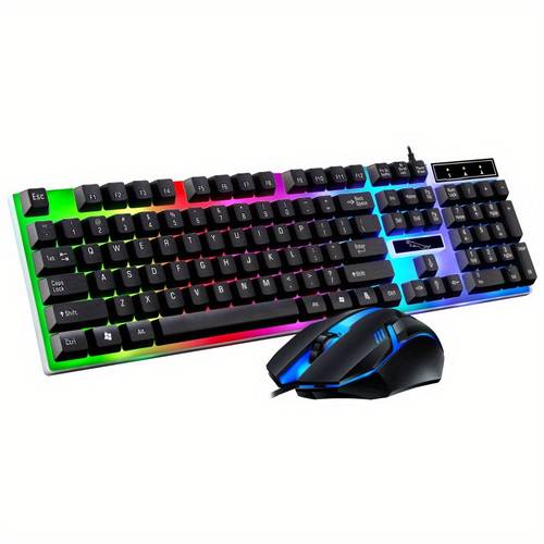 keyboard and mouse set mechanical keyboard mouse set computer peripherals wired mute mouse set computer desktop office wired usb lighting