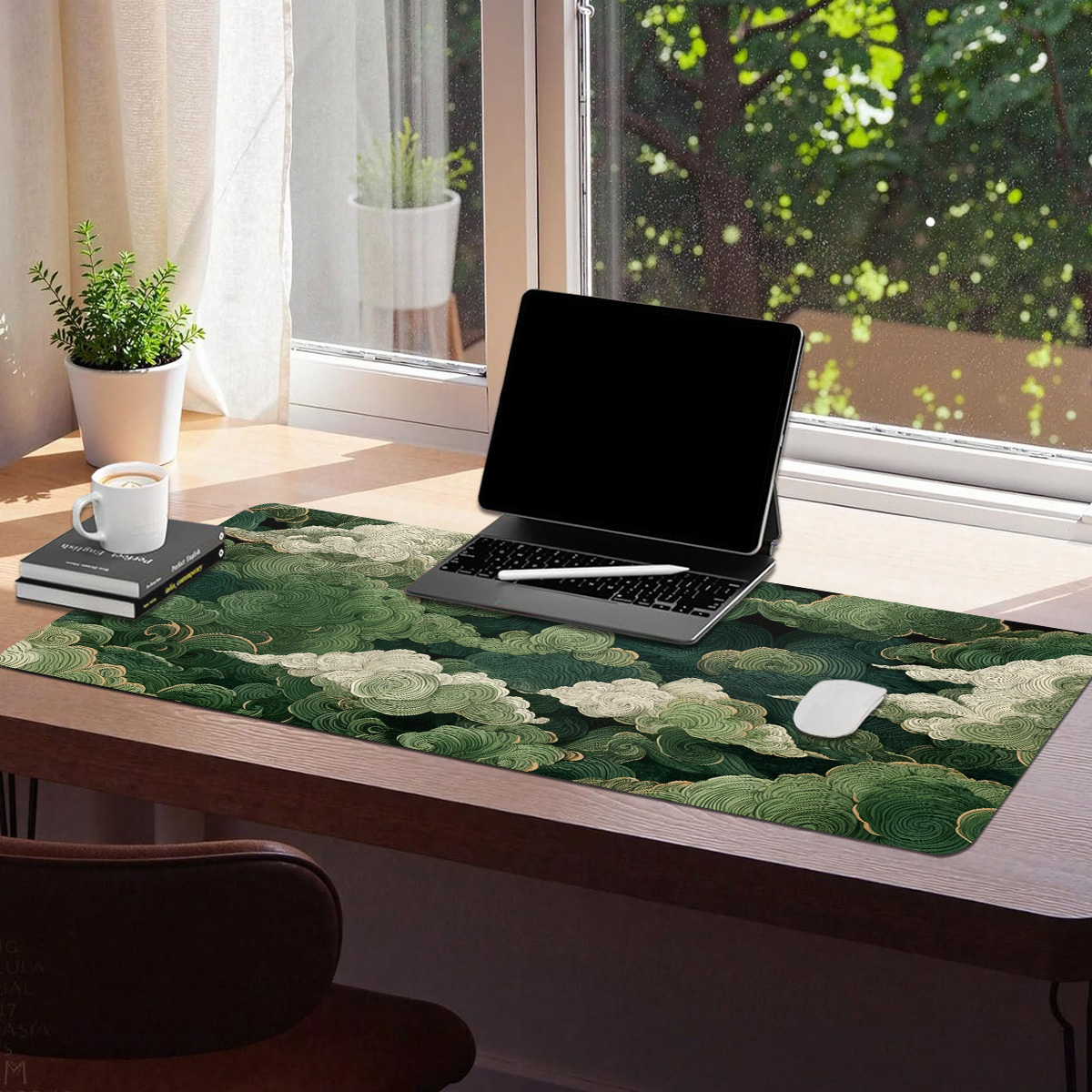 TEMU 1pc Extended Gaming Mouse Pad And Computer Desk Keyboard Mat - Vintage Dark Pattern - Study Desk Protector, Small Laptop Mouse Pad - Durable