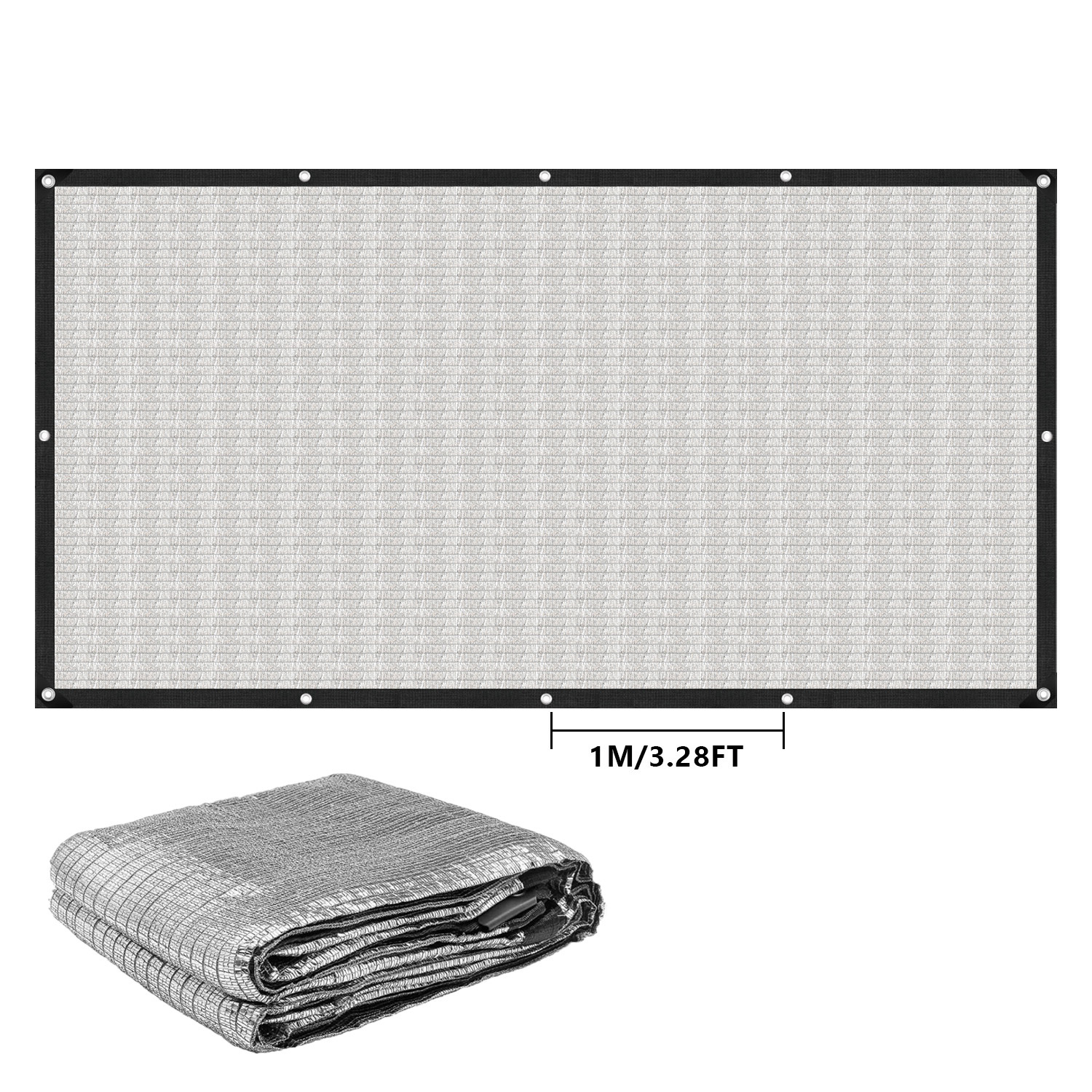 TEMU 1 pc de filet pare-soleil réfléchissant en aluminium, argentée durable avec œillets à boucle, aux UV, isolation thermique, facile à installer,