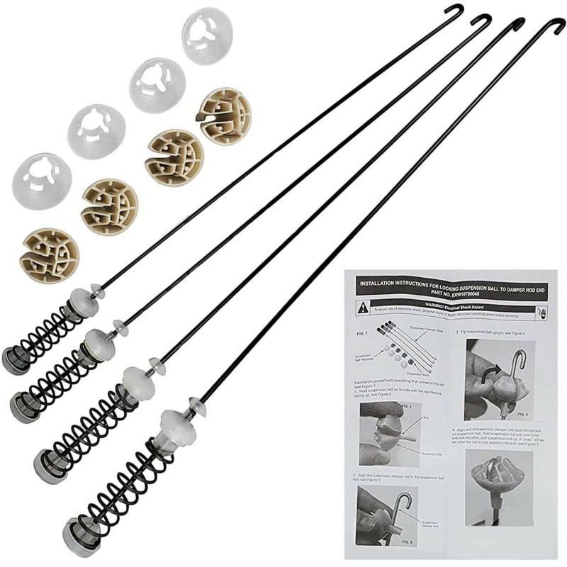 

4pcs Washer Rod Kit, Compatible Whirlpool Wtw4800xq4, Wtw4800xq1, Wtw4800xq2, Maytag Mvwc200xw2, Atw4675yq1, Plastic , No Battery Required, For Washer Replacement