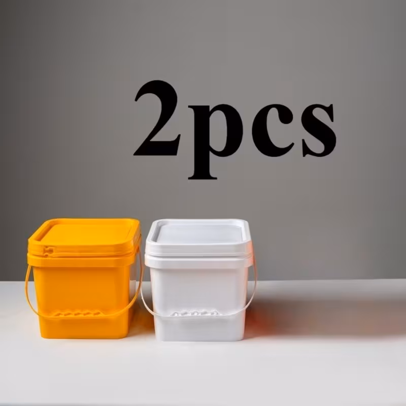 2 plastic buckets square cleaning buckets practical small buckets with handles for house cleaning storage livestock breeding car washing yellow white Product details 0