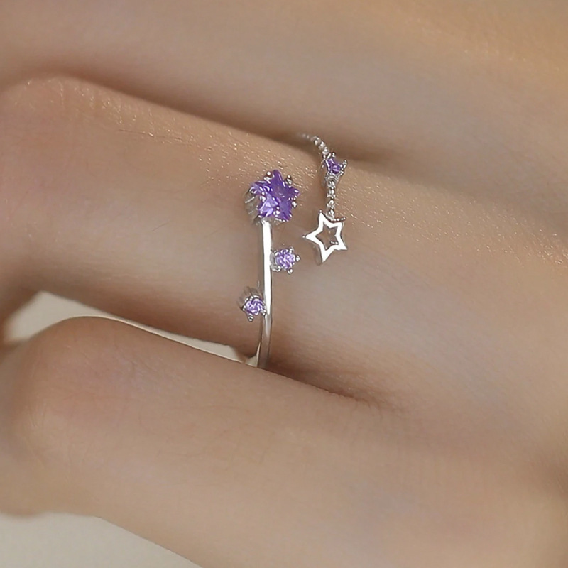 TEMU 1pc New Style Hollow Women's Temperament Minimalist Purple Zirconia Ring