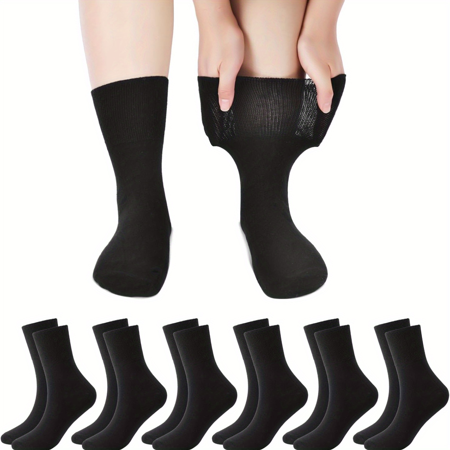 Image of 5 Pairs Of Diabetic Socks, Non-binding, Extra Loose, Seamless Toe, Elastic Cuff, Non-binding Top, Suitable For Men And Women, Ideal Gift For Elderly