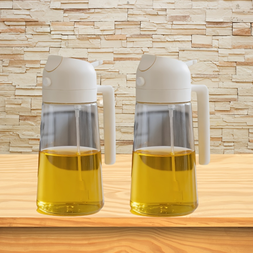 TEMU 2pcs 470ml Plastic Oil Sprayer Kitchen Dispenser Bottle, Spray Bottle, 2-in-1 Olive Oil Sprayer And Dispenser, Oil Spray Bottle 470ml/15.8oz