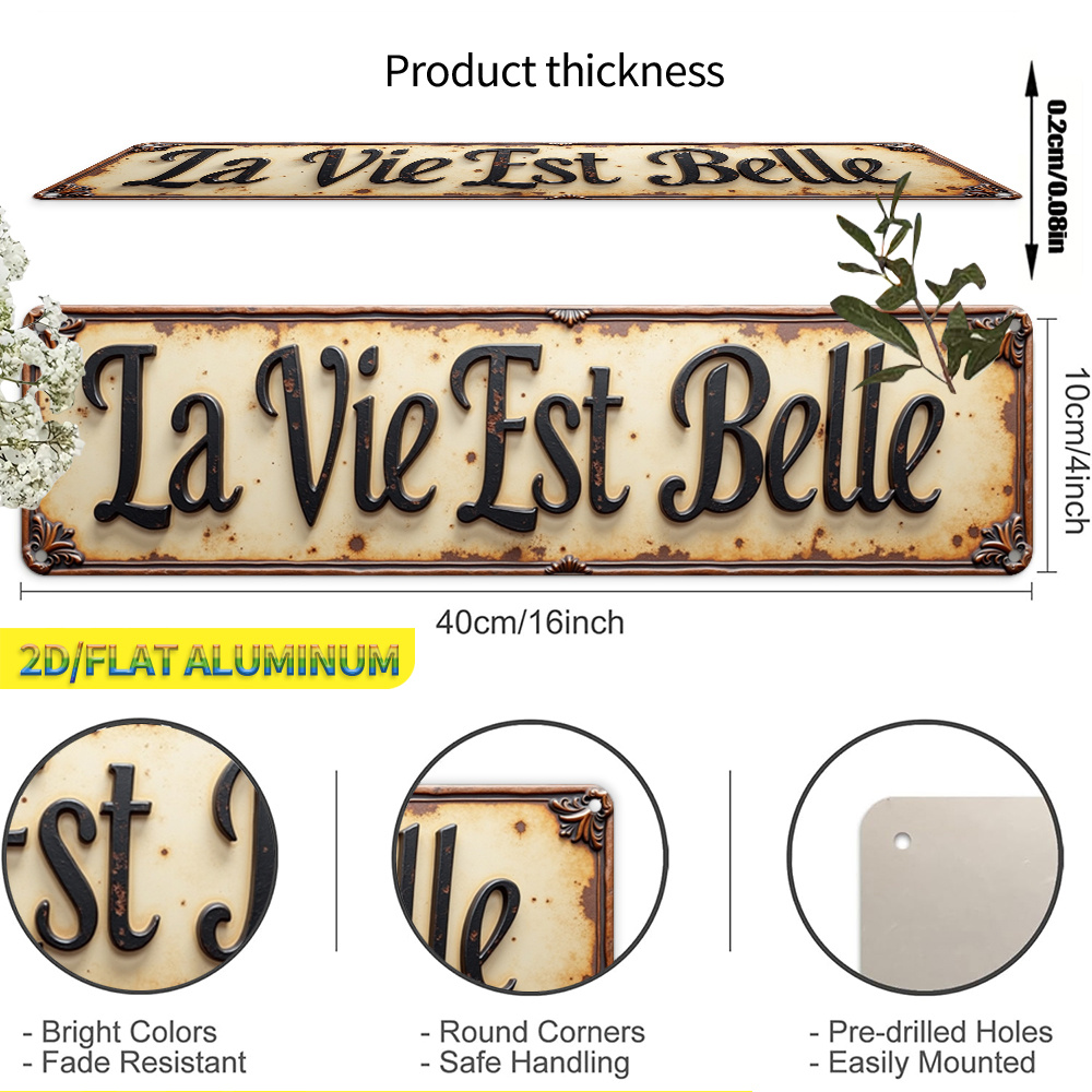 TEMU 2D Plat - [Ouvert] 2D Plat 1pc 2D Plat Art Mural Texturé Rétro Humoristique avec Final en Métal - Design Floral Élégant Associé à Humoristique "