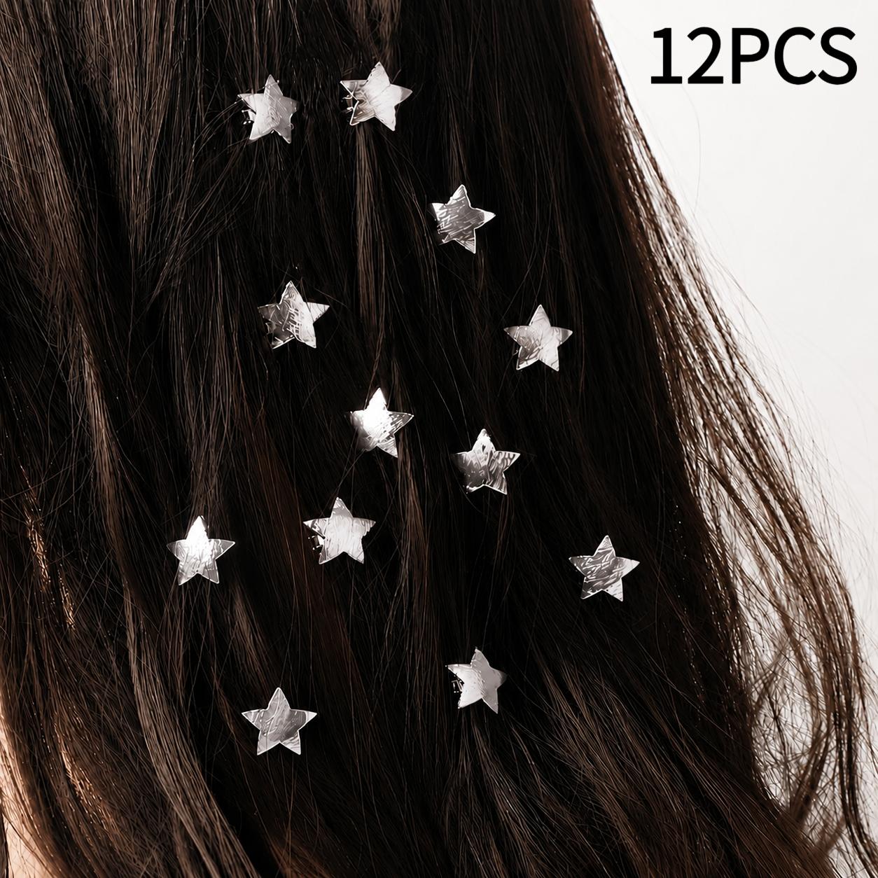 TEMU 12pcs Pince à Cheveux Tressée Étoile à Branches Style Y2K Facile, Agréables et Cool, Fermoir à Brossée, Accessoires de Cheveux, Convient pour ,