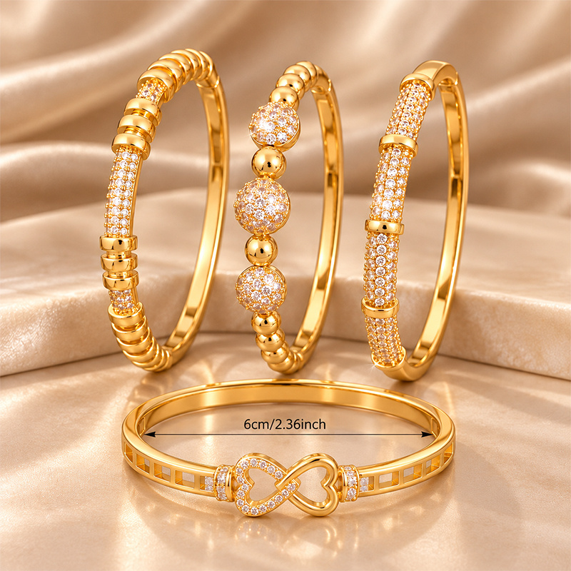 Elegant Stackable Bangle Collection, Layered Shapes & Metallic Sheen