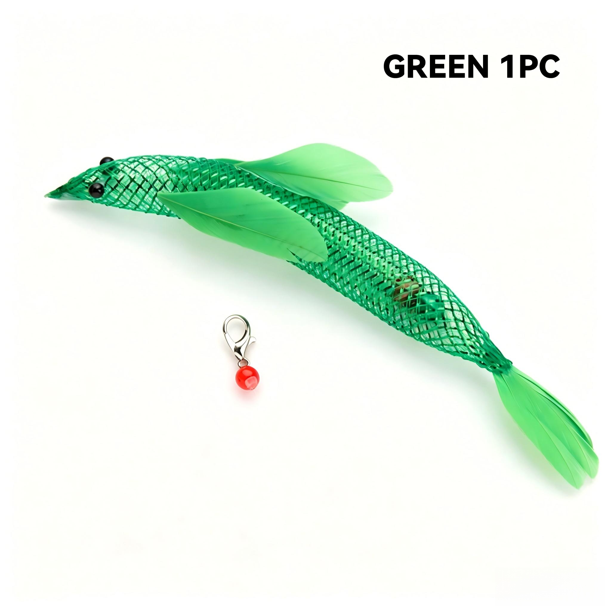 Fish-Shaped Cat Wand Replacement Heads with Mesh Tube