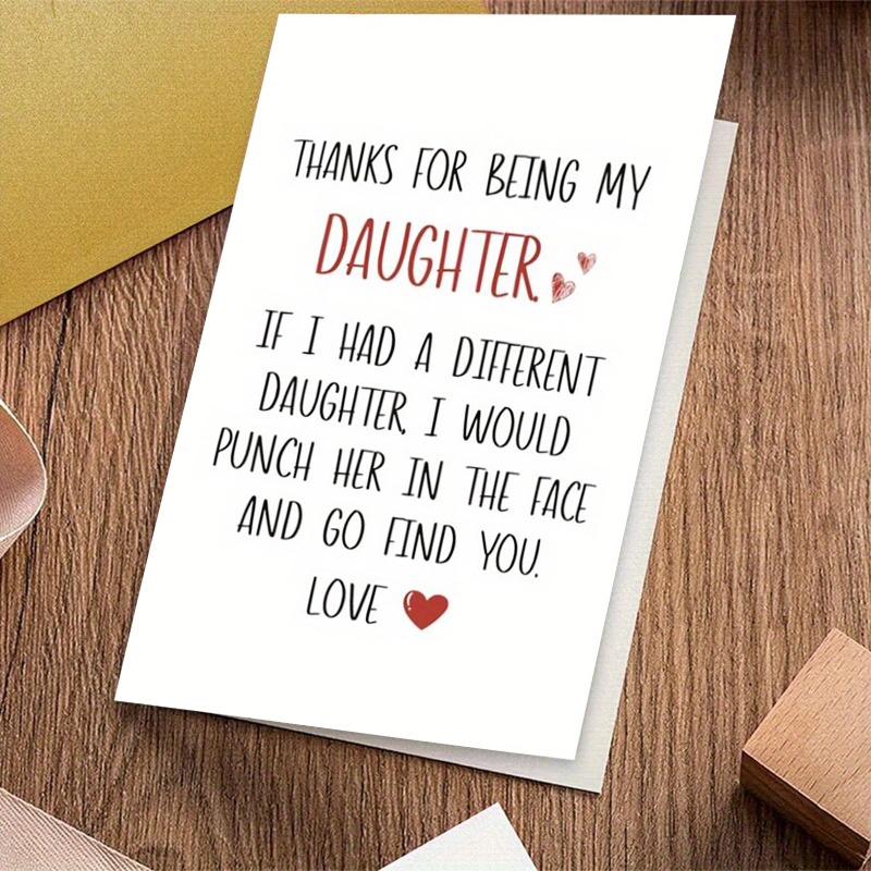 TEMU Single Christmas Card, Daughter Card: A Blend And Humor For Your Unique Relationship, A With Envelope, Suitable For Family, Colleagues,