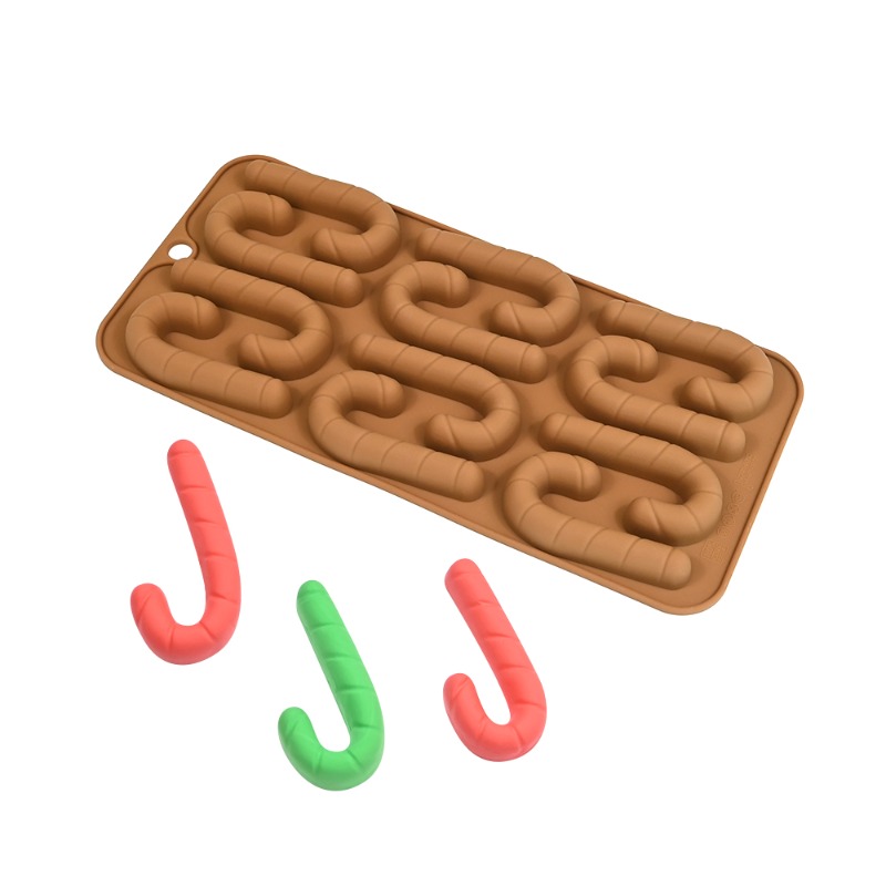 TEMU 12-cavity Christmas Candy Cane Silicone Mold, Food-grade Chocolate Candy Mold, Baking Tool, For Christmas Cake Decoration