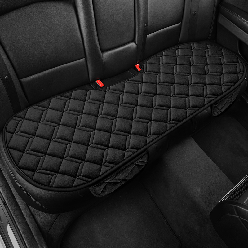 TEMU New Style Car Seat Cushion, Double-line Rhombus Design, Rear Long Strip, Plush Material, Fashionable And Easy, Use, And Remove, , Suitable For