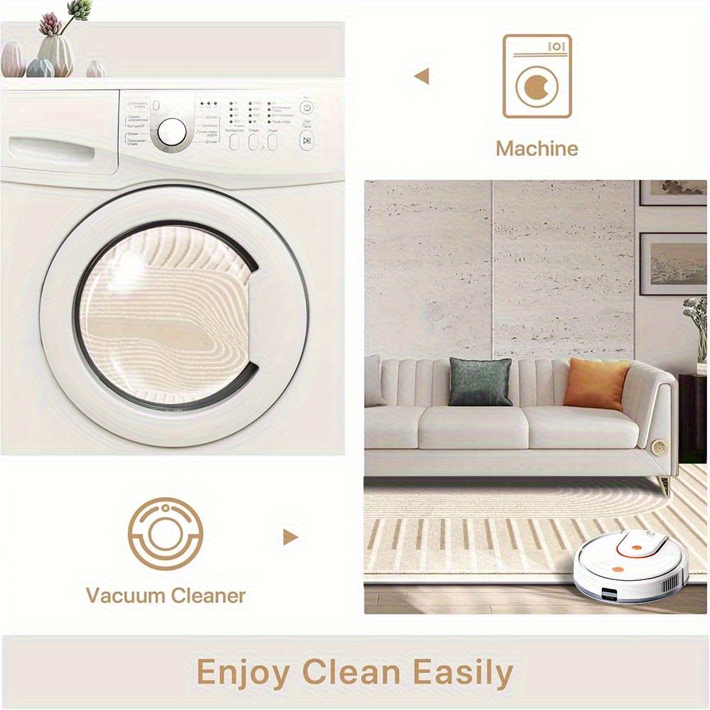 The Washable Modern Carpet Features a Retro Yet Minimalist Design, Perfect for Creating a Warm And Cozy Home Environment. This Ultra-Soft, Thick, Non-Slip Area Rug with a Large Gradient Design Is Machine Washable And Suitable for Living Rooms