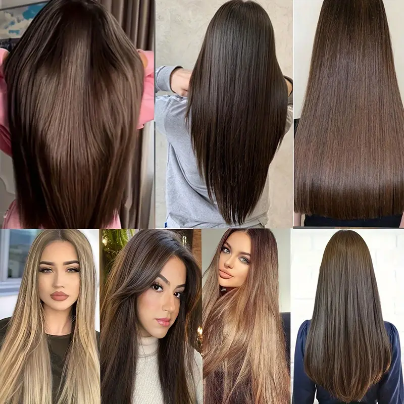 24-inch 7pcs set 16 clip-in women s straight hair extensions set natural gloss heat-resistant synthetic fiber style suitable for all increase hair volume holiday hot new style details 0