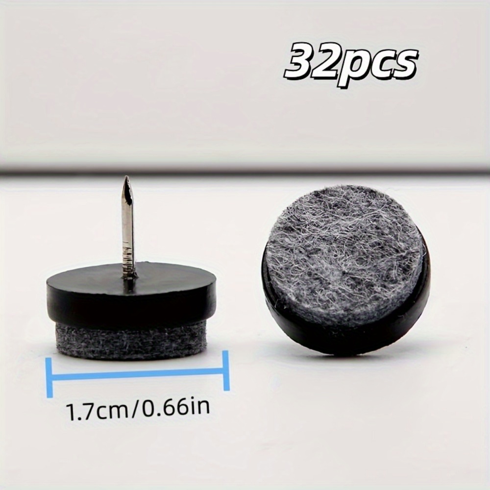 E-shop 32-teilige Hochleistungs-Möbelgleiter aus Filz - 1,68 cm runde Nagelschoner für Holzstühle & Tische, polierte schwarze Oberfläche