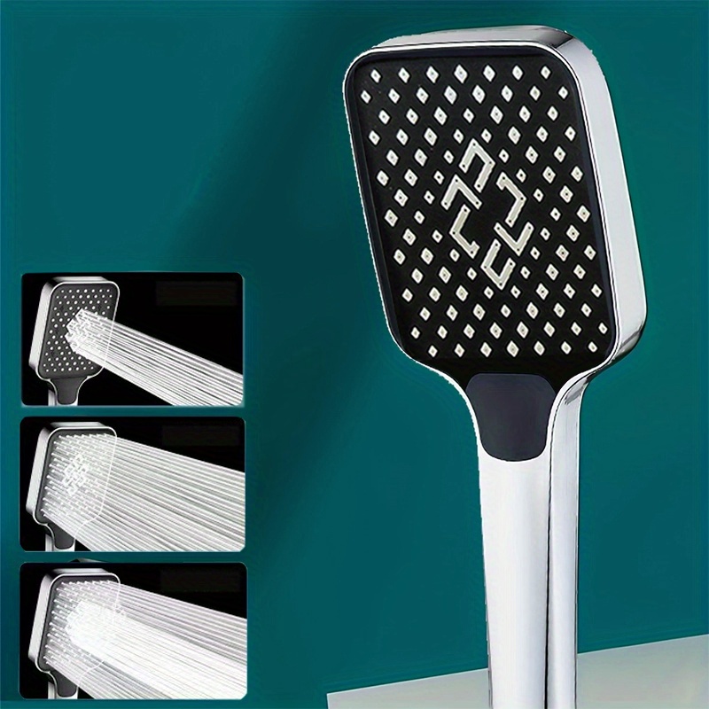 Image of Large-area Shower Head In Silvery/black Colors, With 3 Adjustable And High-quality High-pressure Water- Water Flow Shower Faucet For Shower Use Only.,for Shower Use Only