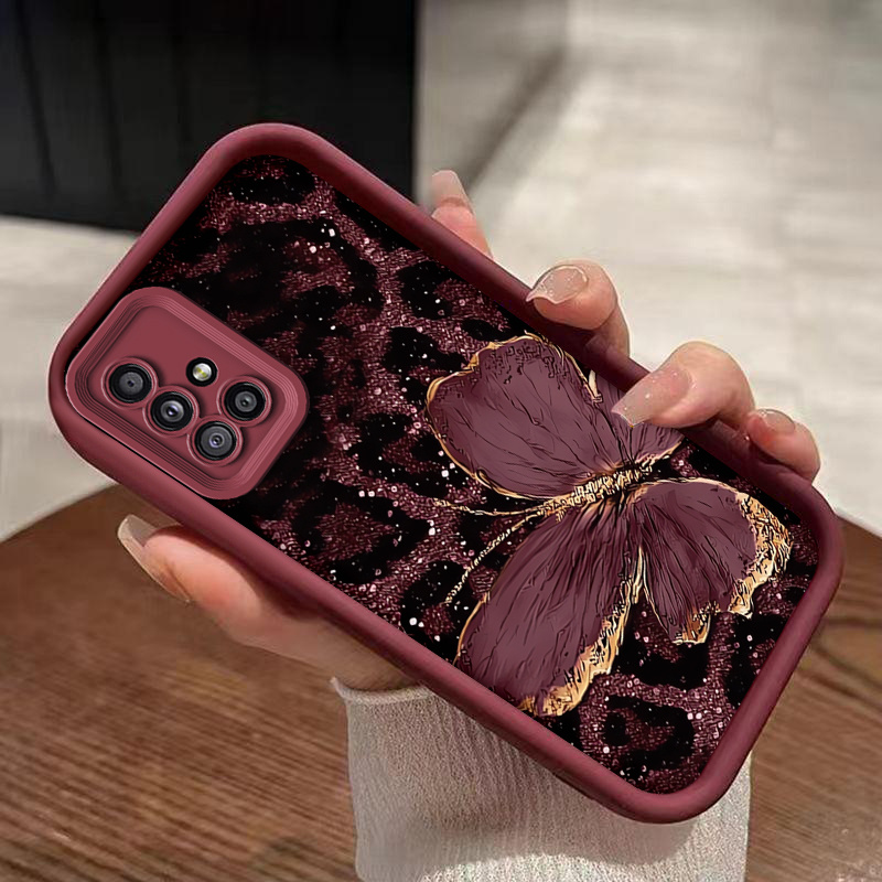 TEMU Wine Red Glitter Pattern Phone Case | Anti-drop Durable | Compatible With For Galaxy A51 5g